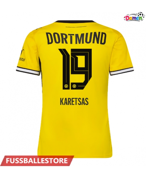 Günstige Borussia Dortmund Konstantinos Karetsas #19 Heimtrikot Damen 2026-27 Kurzarm